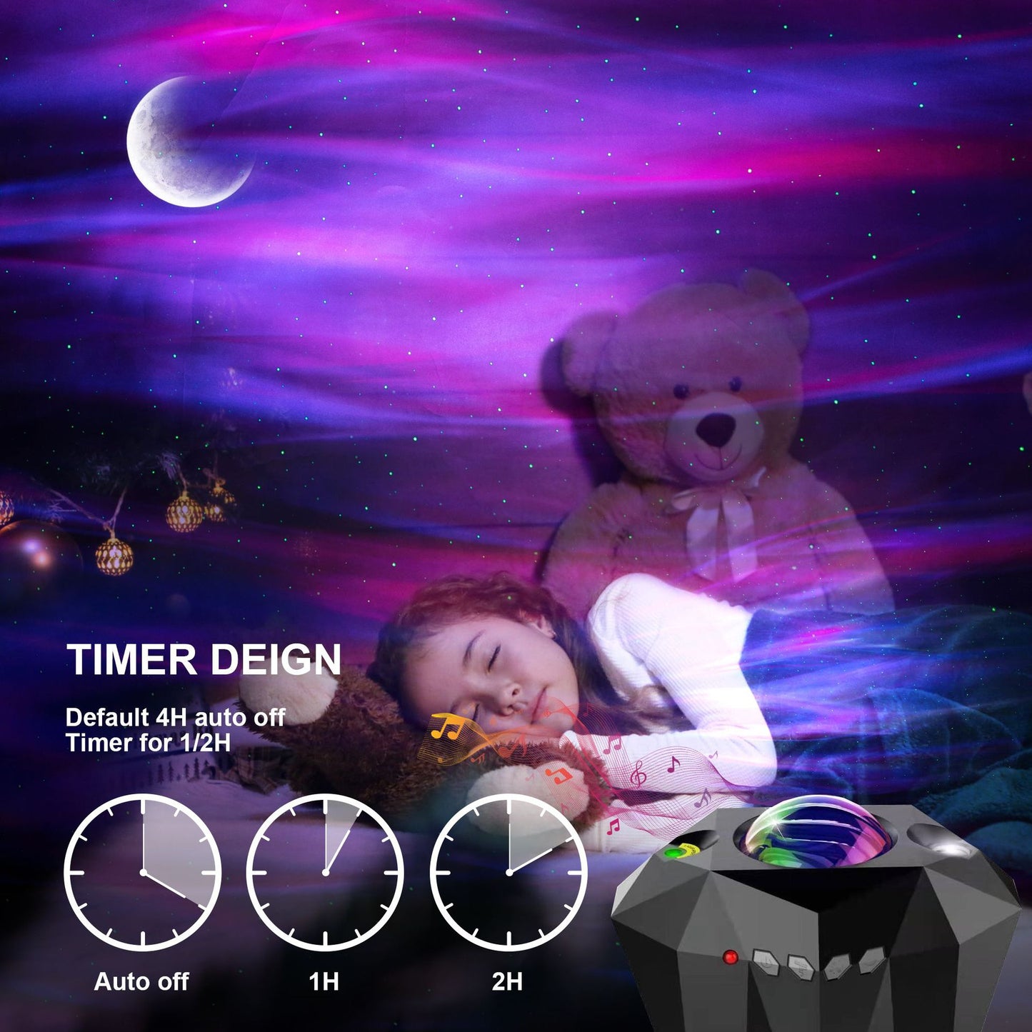 Bluetooth Water Pattern Ocean Star Projector Lamp with Music Remote Control