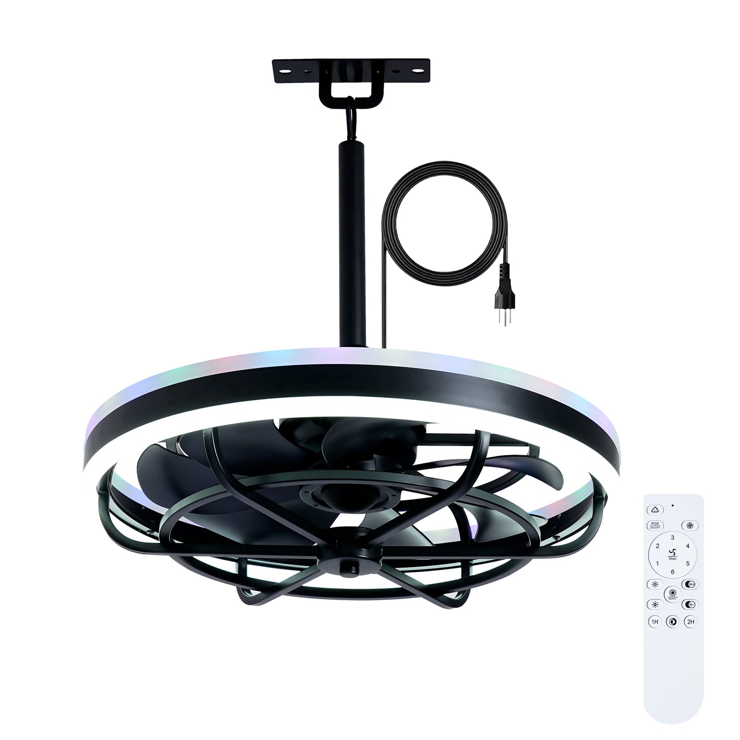 Dimmable Ceiling Fan Light with Remote Control - Matte Black