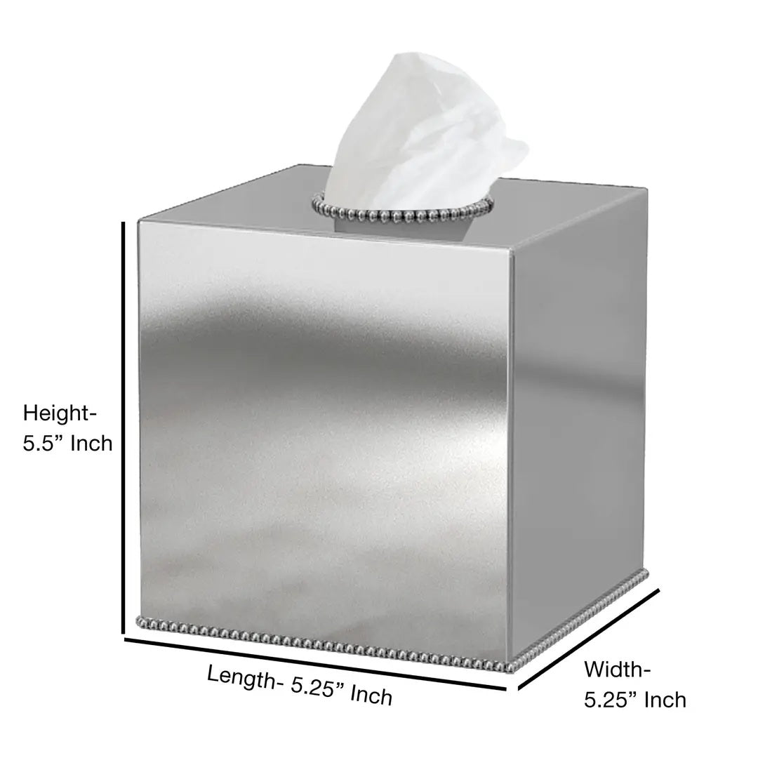 Tissue Box Stainless Steel Square Facial Holder Shiny Finish