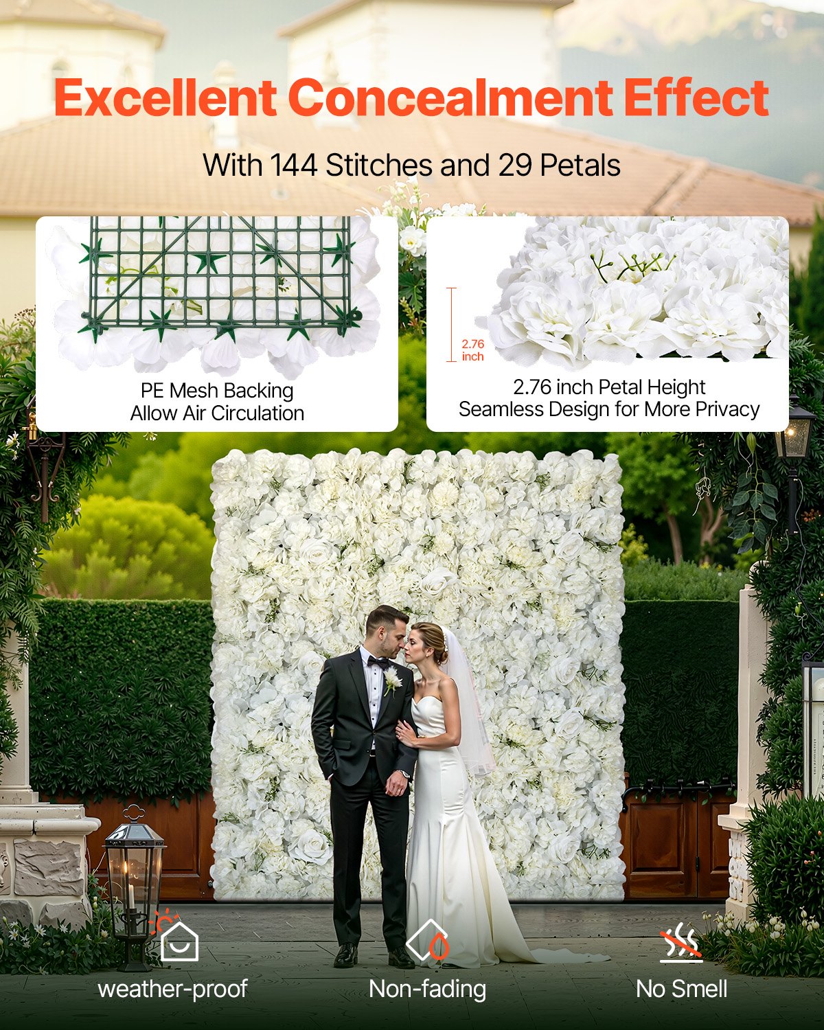 White 3D Flower Wall Panel Set - Artificial Floral Background for Wedding Decor 24 pcs