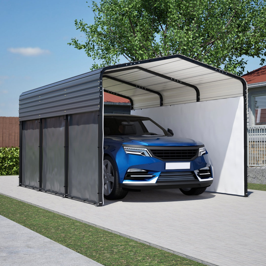 Heavy Duty Galvanized Steel Carport Canopy with Waterproof Roof - Large Capacity Shelter