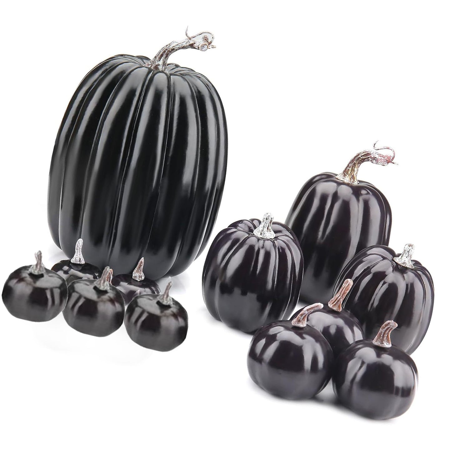14pcs Black Foam Artificial Pumpkins for Fall Decorations