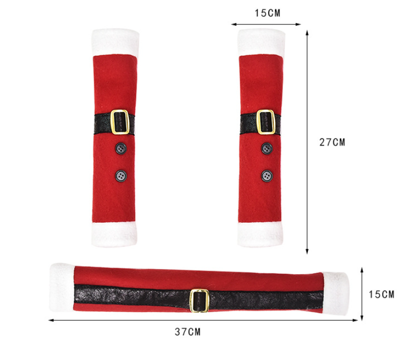 Christmas Refrigerator Handle Gloves Set - Flannelette Decorative Pull Gloves