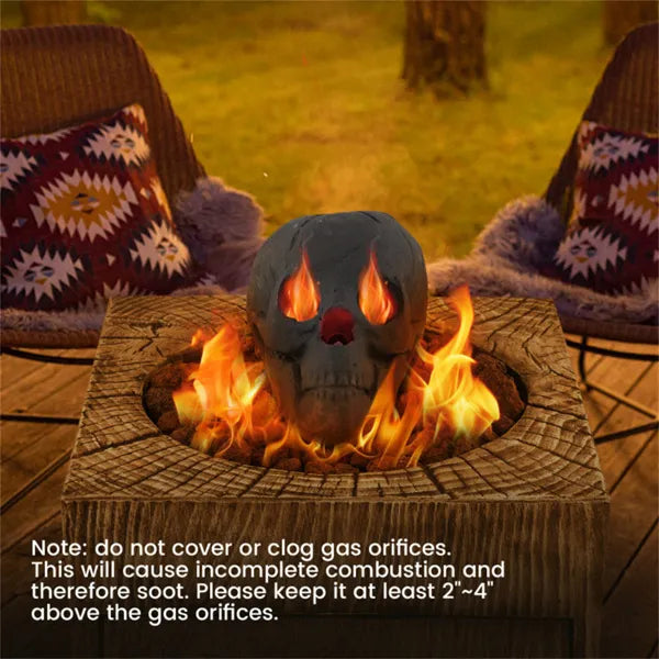 Realistic Human Skull Fire Pit Decoration for Halloween