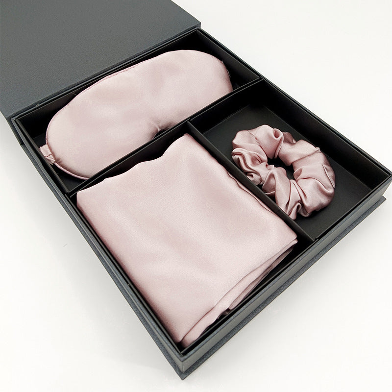 Silk Pillowcase, Eye Mask & Hair Tie Set - 3 Pieces