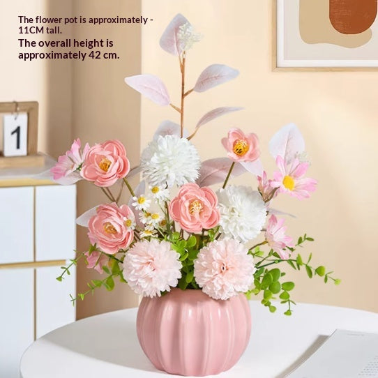 Artificial Flower Decor Bouquet with Vase - Silk Floral Arrangement for Home & Garden