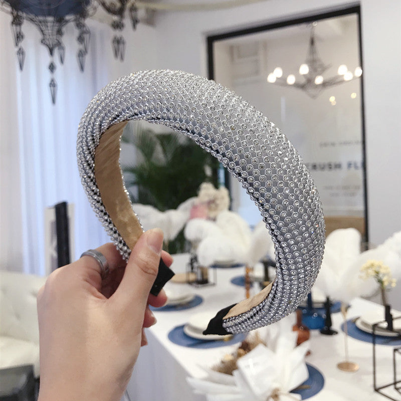 Diamond-Studded Alloy Headband with U-Shape Design