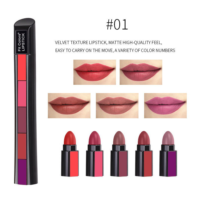 10-Color Matte Velvet Lipstick Set - Long Lasting 5-in-1 Makeup Kit
