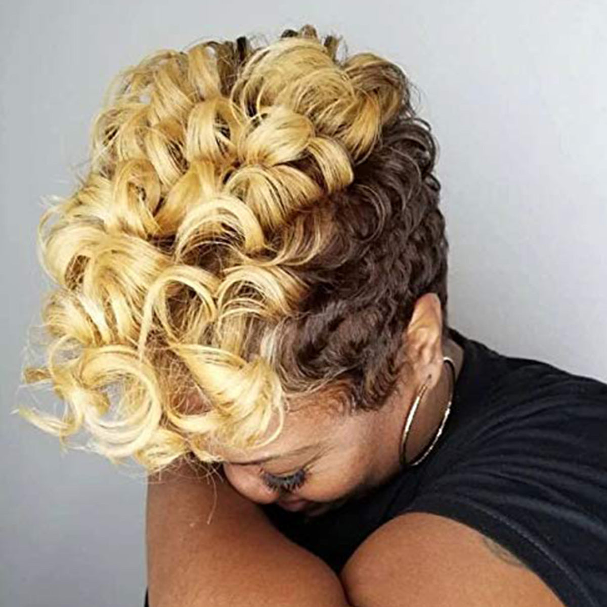 Short Curly Hair Wig - Synthetic Fiber