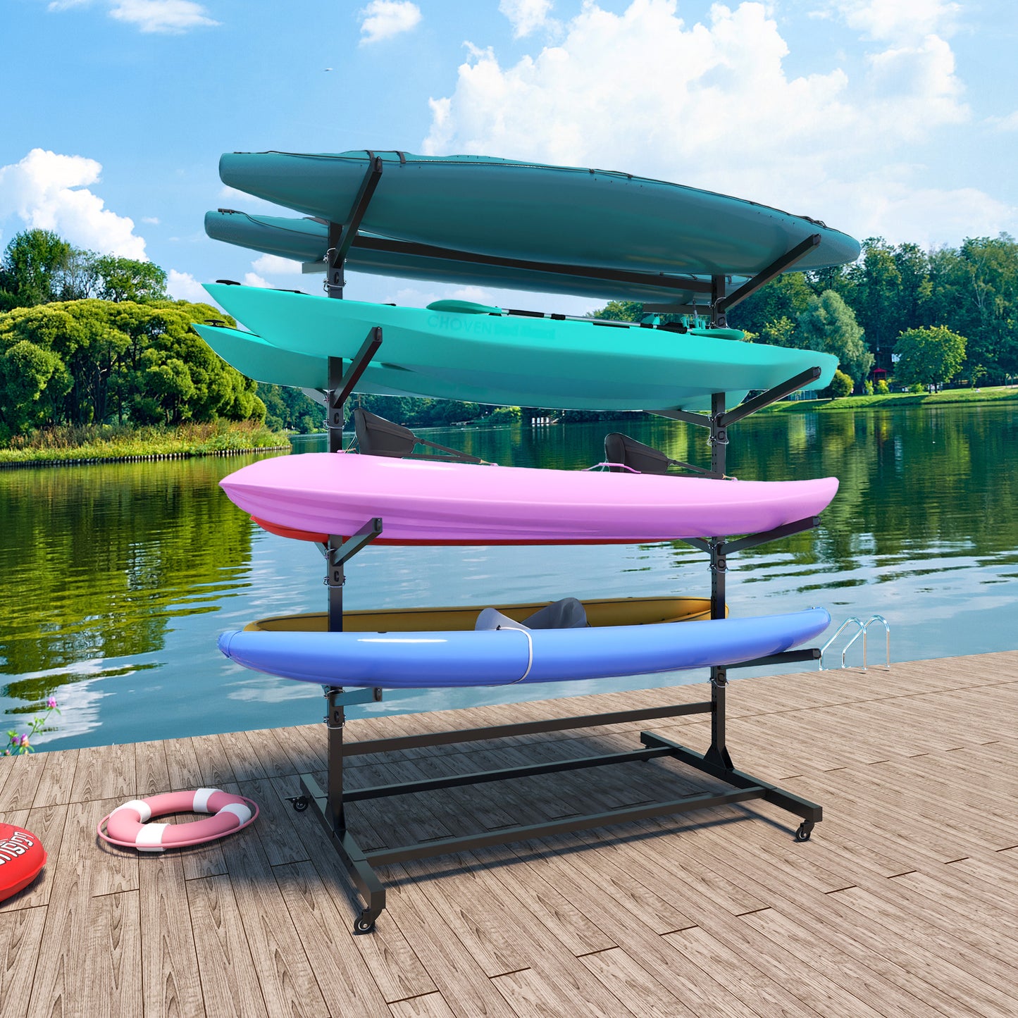 82 H Kayak Storage Rack, Heavy Duty Freestanding Rack -Adjustable 8