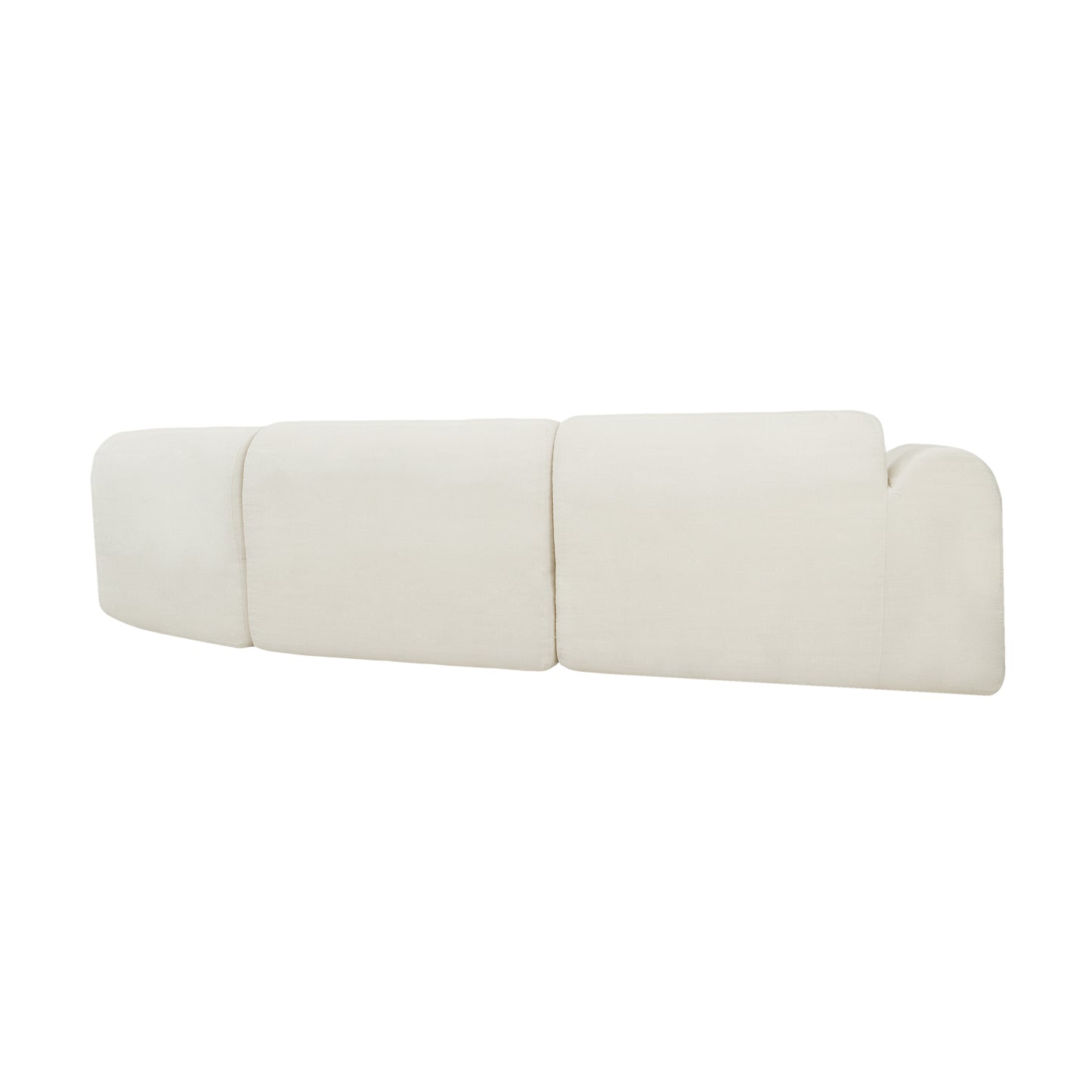 140" Curved Sectional Sofa - Beige 3-Piece Set with Chaise Lounge