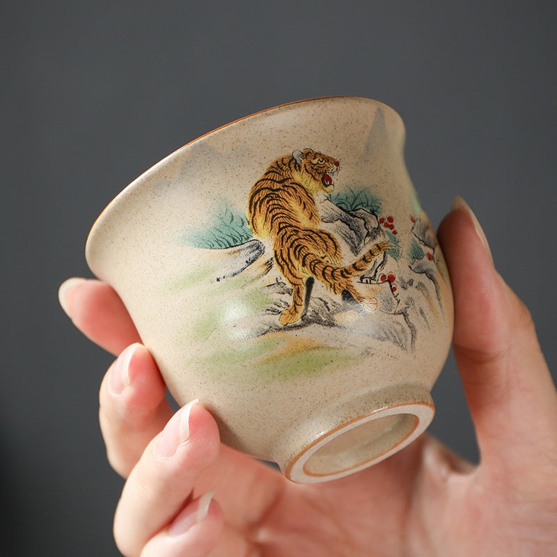 Zodiac Retro Chinese Style Ceramic Kung Fu Master Cup Set - Multiple Variants