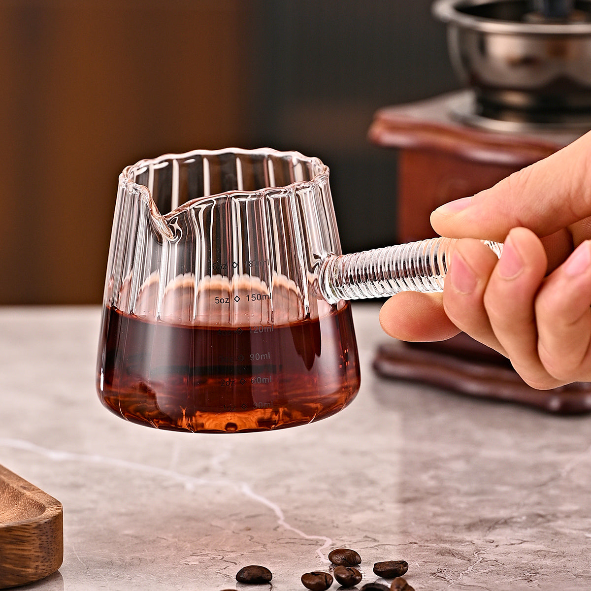180ml Mini Coffee Cup with Glass Handle - Italian Style