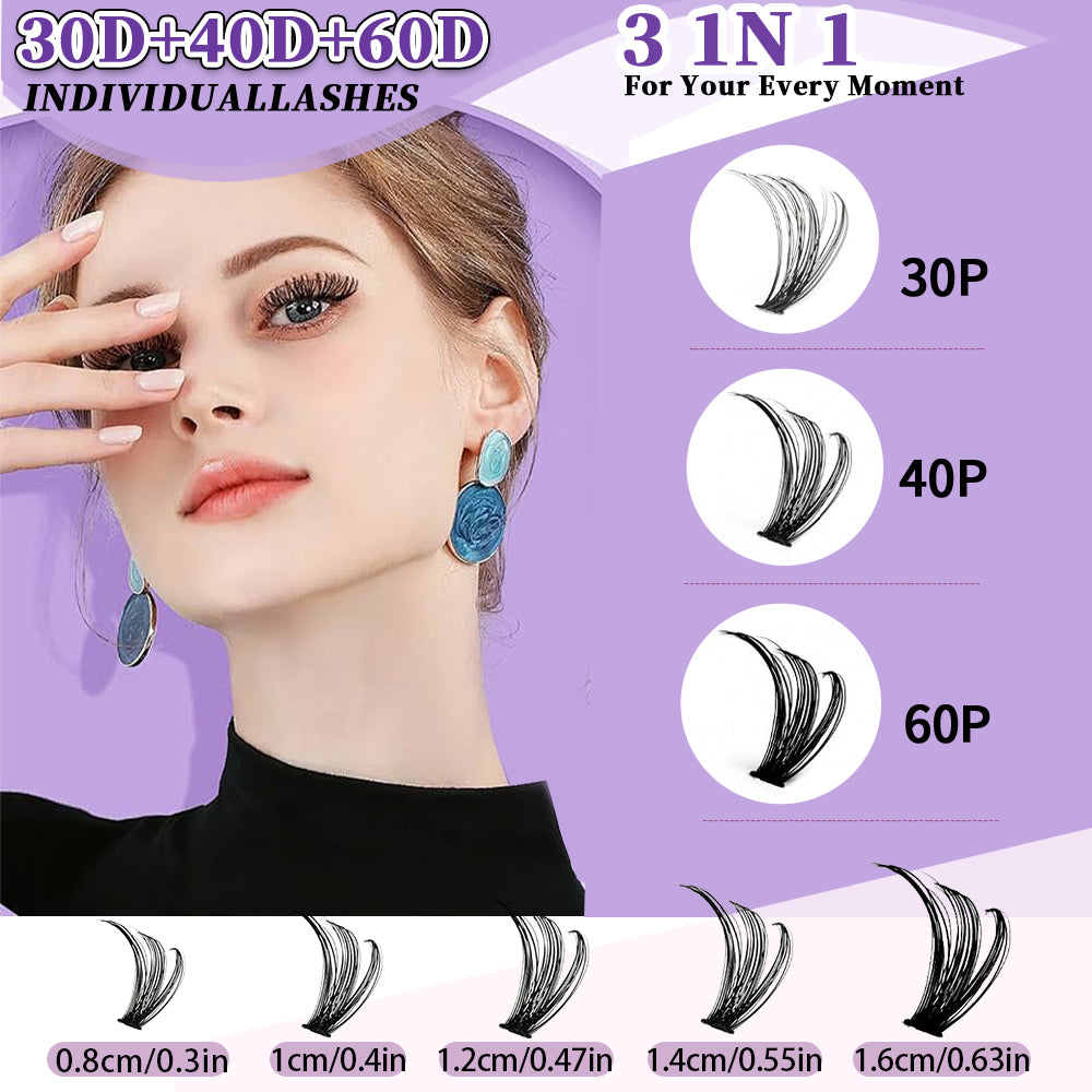 32-Row Segmented Cluster Eyelash Set - 640 Individual Lash Segments