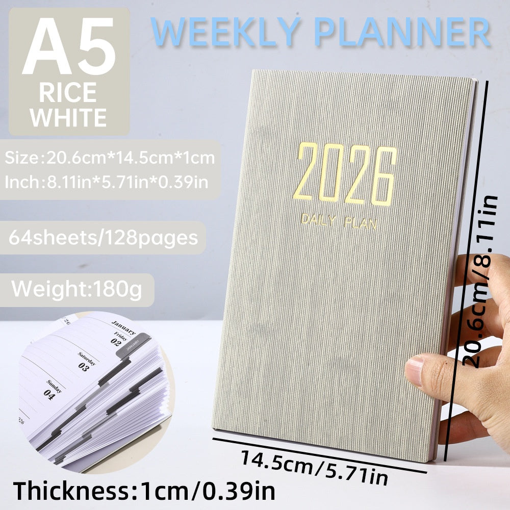 A5 Slim Leather Weekly Planner Notebook - Multiple Cover Colors