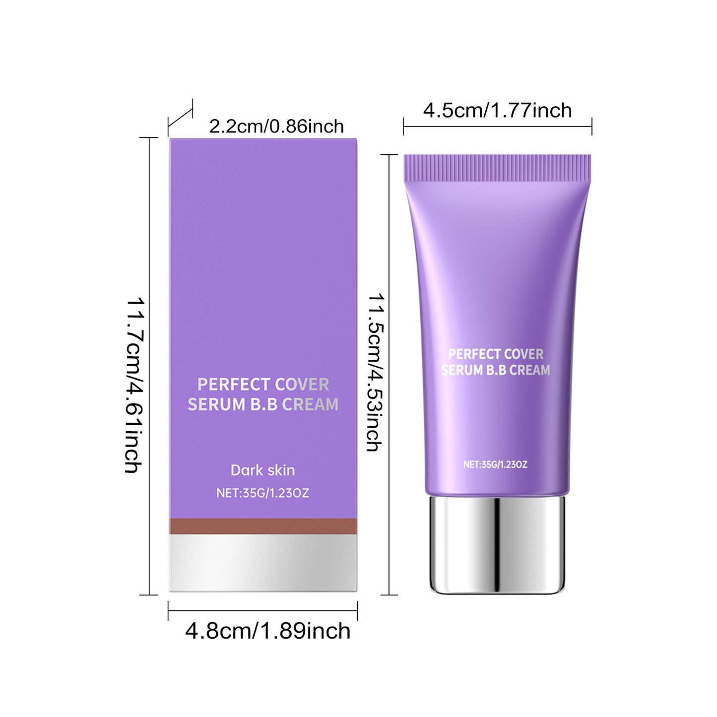 Moisturizing BB Cream for Dark Skin - 35g Natural Flawless Base Makeup