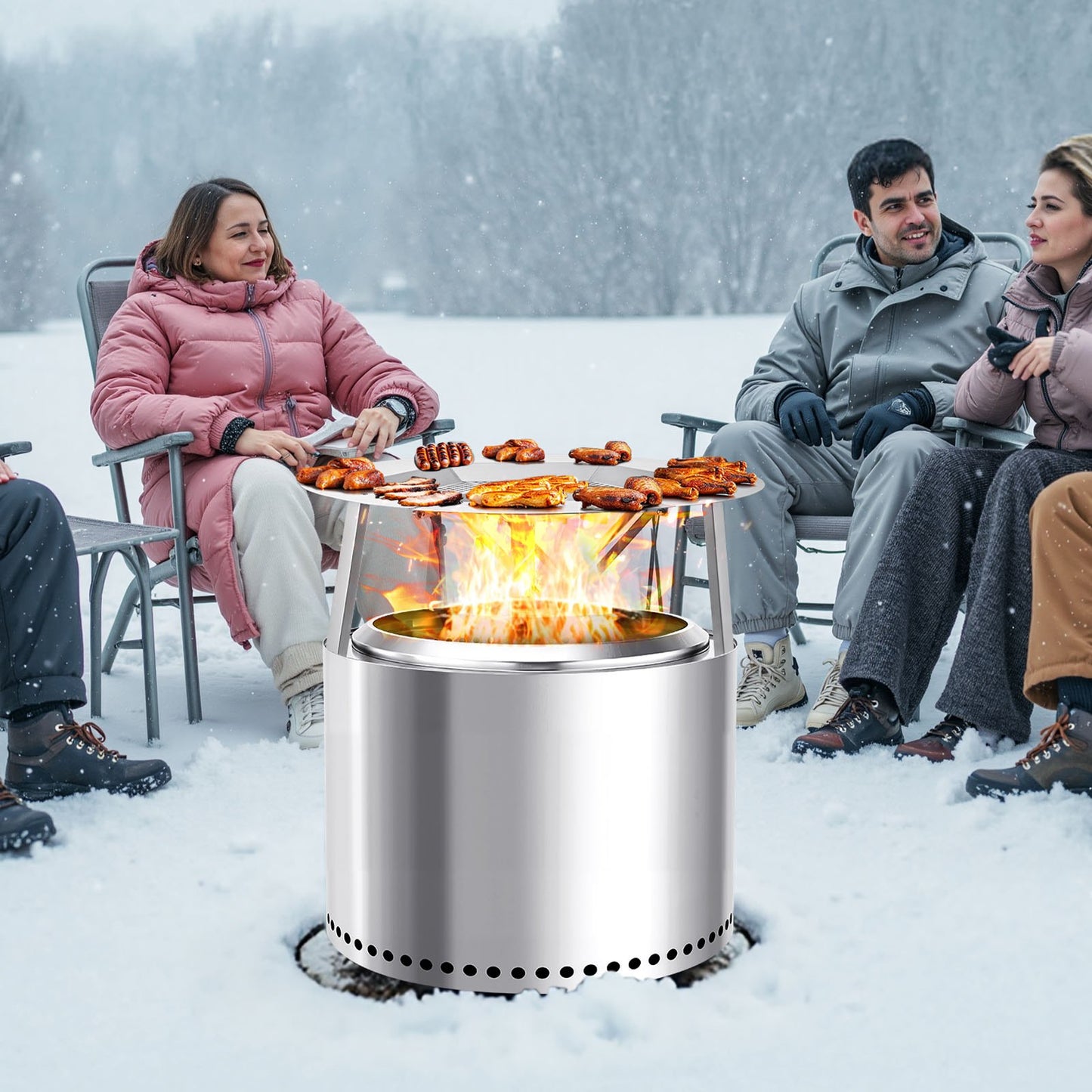 Stainless Steel Fire Pit Heat Deflector for Yukon & Bonfire 27 Inch - Energy Saving