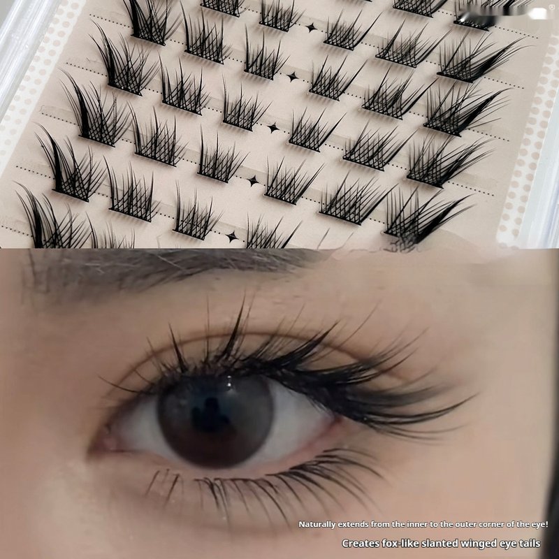 False Eyelashes Thick Curled Natural Look Free Glue Diagonally Style