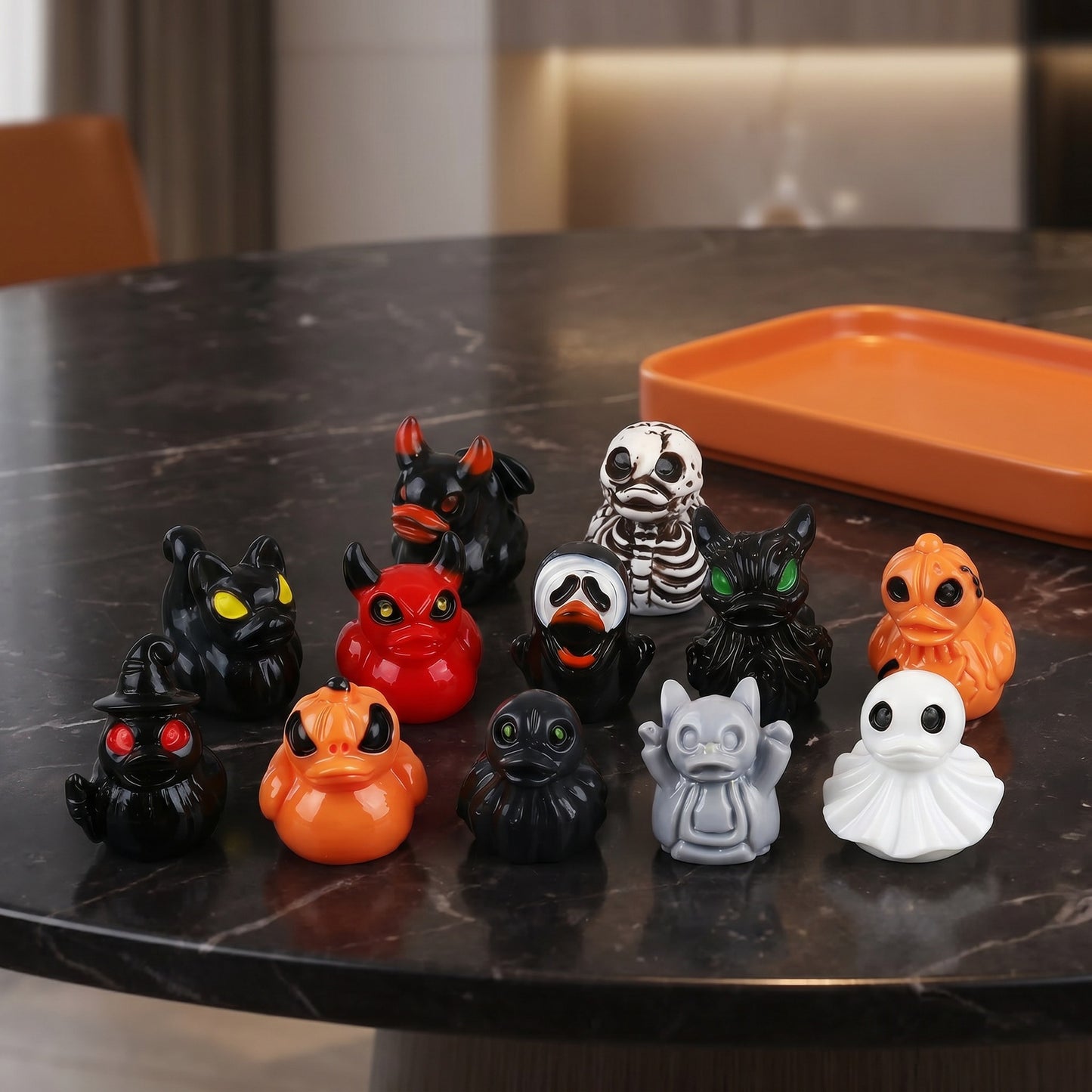 Halloween Ghost Duck Decoration Set - Resin Festive Party Decor