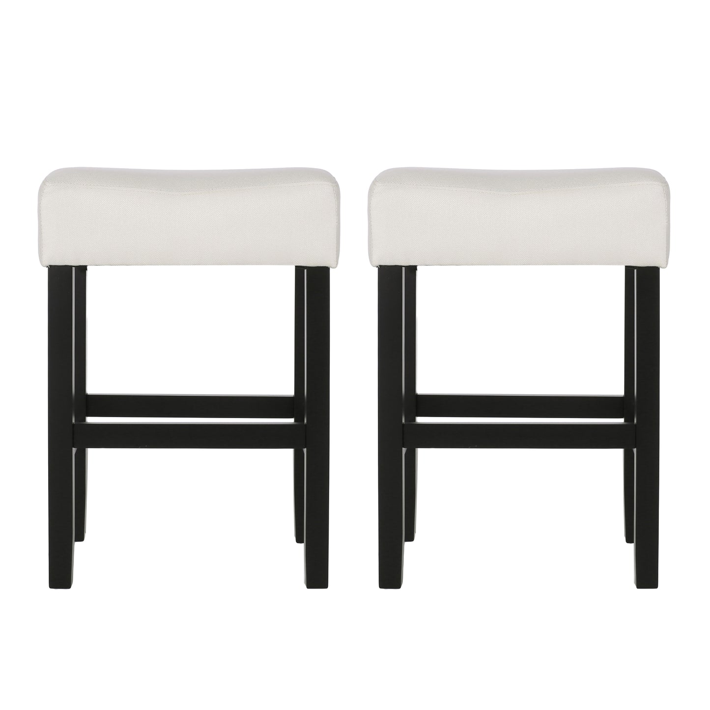 Set Of 2, 26.75 Backless Fabric Counter Height Barstool, Beige