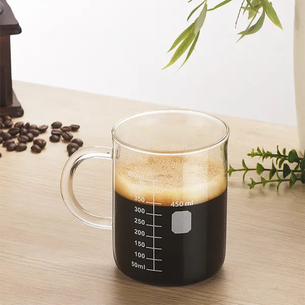 High Borosilicate Glass Coffee Sharing Cup with Scale - 1 PCS