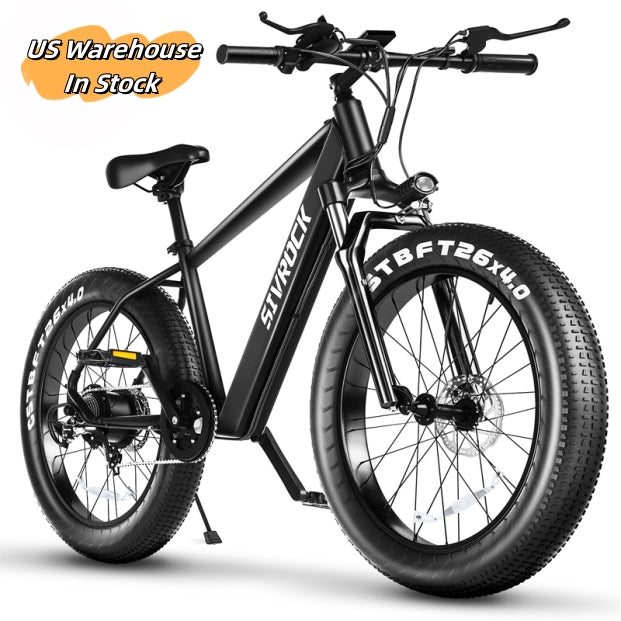 1000W Electric Fat Tire Mountain Bike - 26x4 Inch, Black
