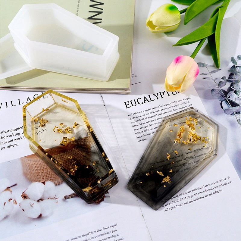 Epoxy Resin Mirror Coffin Mold for Storage Box Craft - Zombie Design