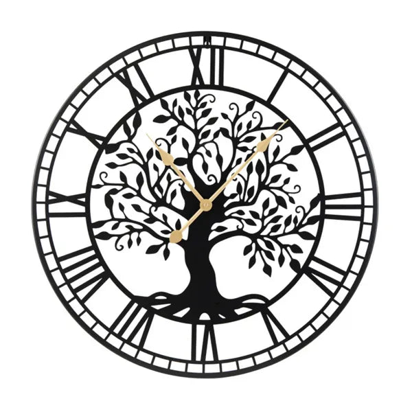 Black Tree of Life Wall Clock - 27" Non-Ticking Quartz Design