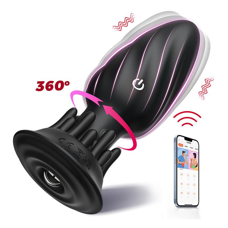Rotating Vibrating Anal Plug with Lamp Wick Base - Adult Wellness Toy