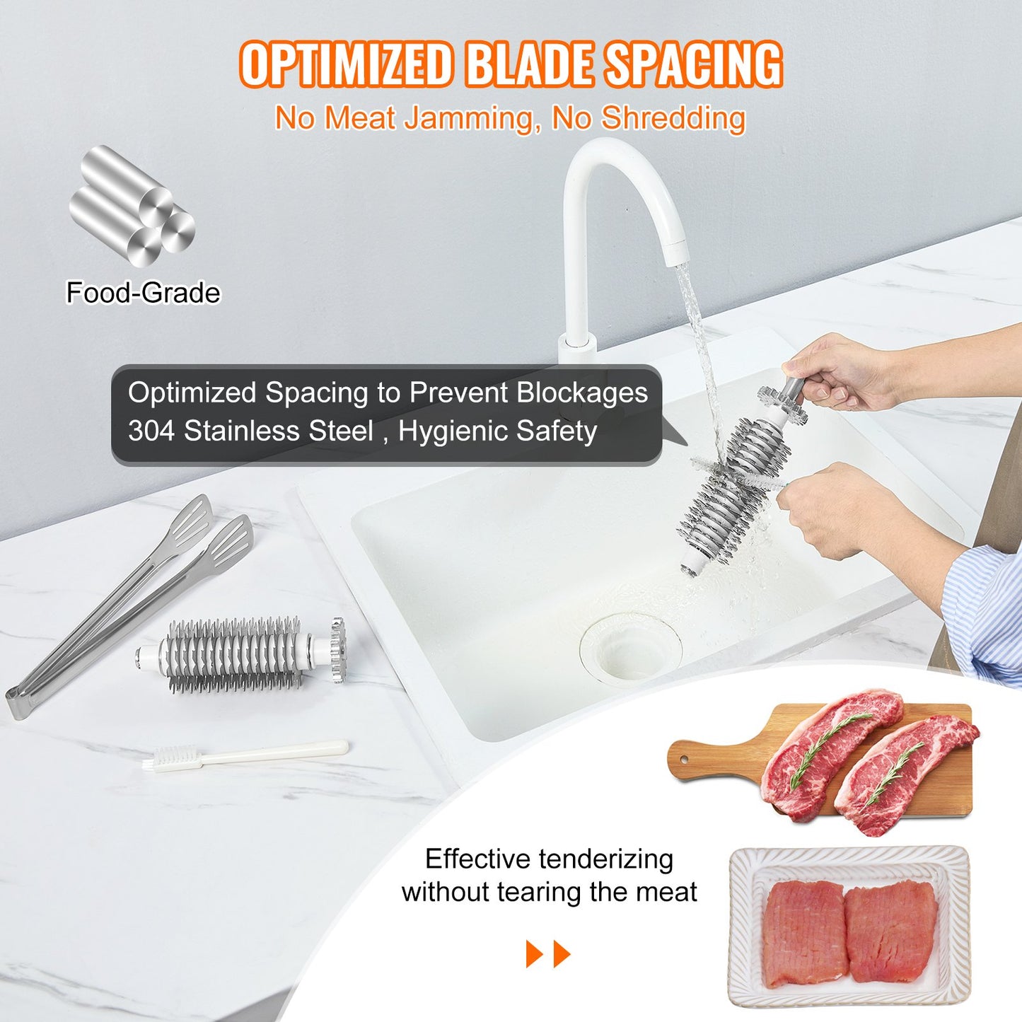 Electric Meat Tenderizer Machine - Heavy Duty Stainless Steel Kitchen Tool for Beef, Pork, Chicken, Fish