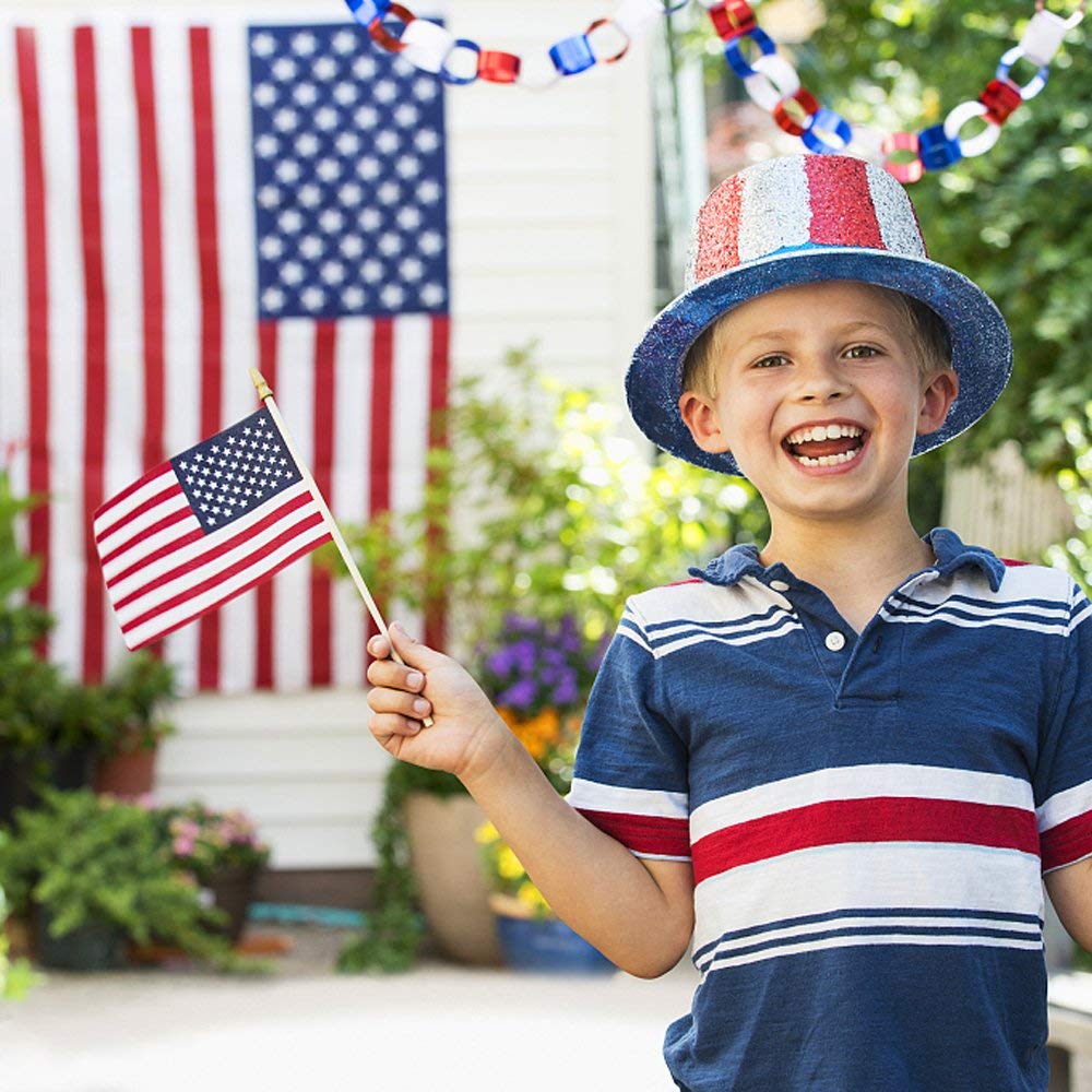 Mini American Flags on Stick - 65 Pack Handheld Flags for Events