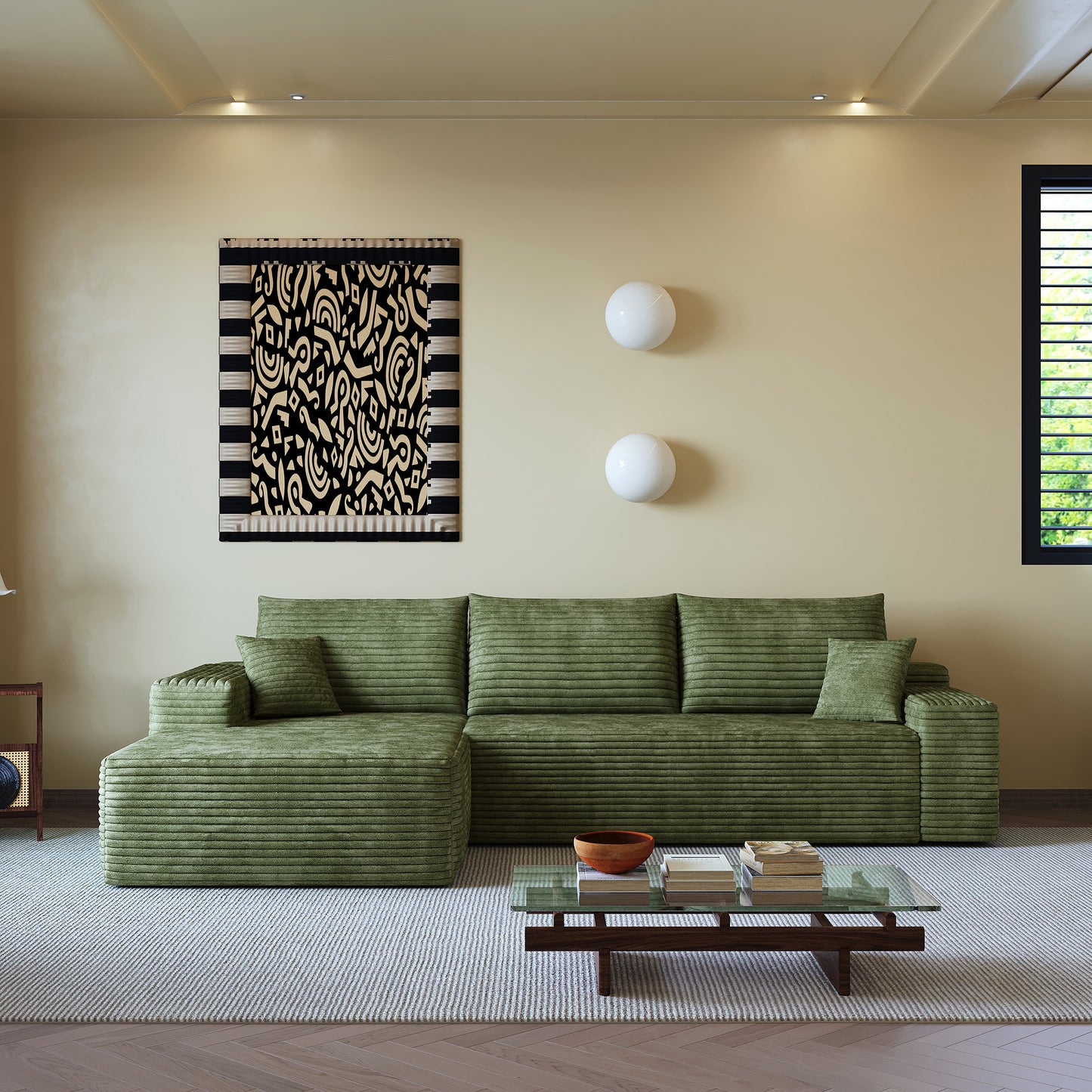 107" Cloud Sectional Couch with L-Shape Chaise - Green