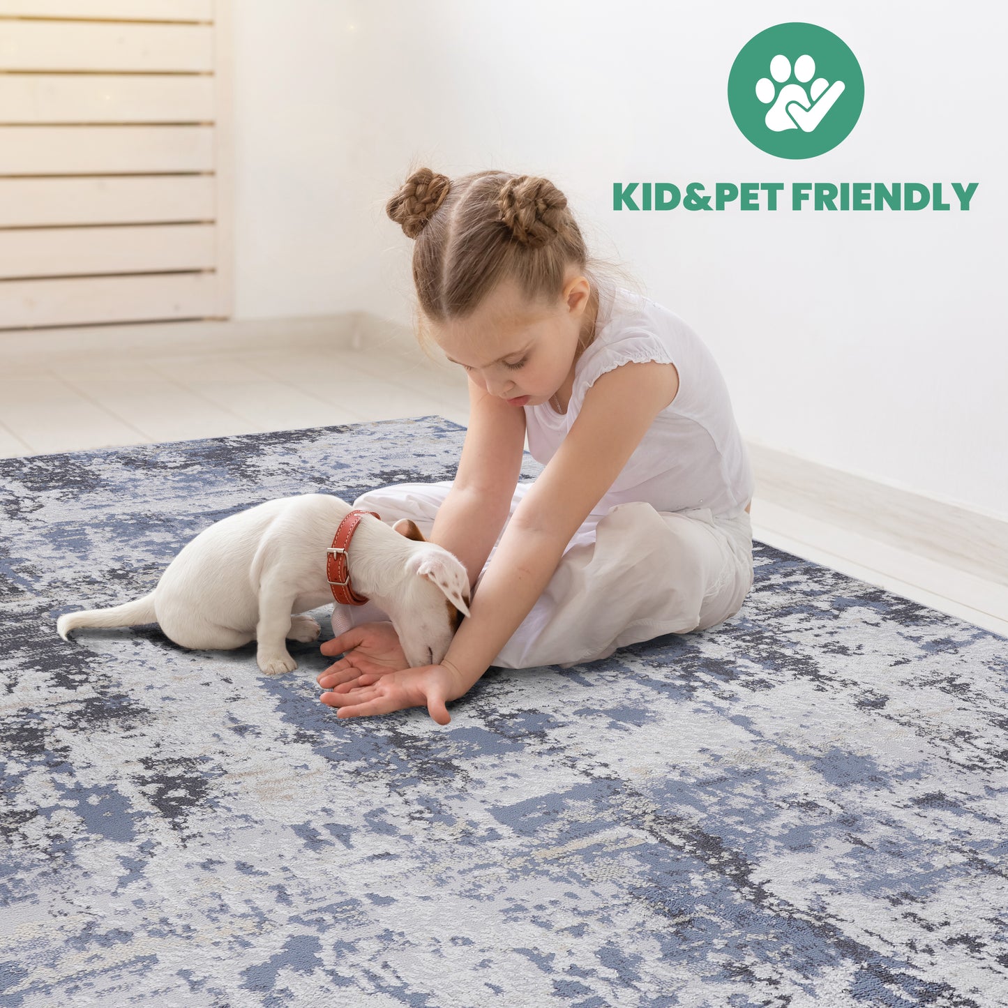 PAYAS 2X3 Grey Denim Abstract Doormat Rug