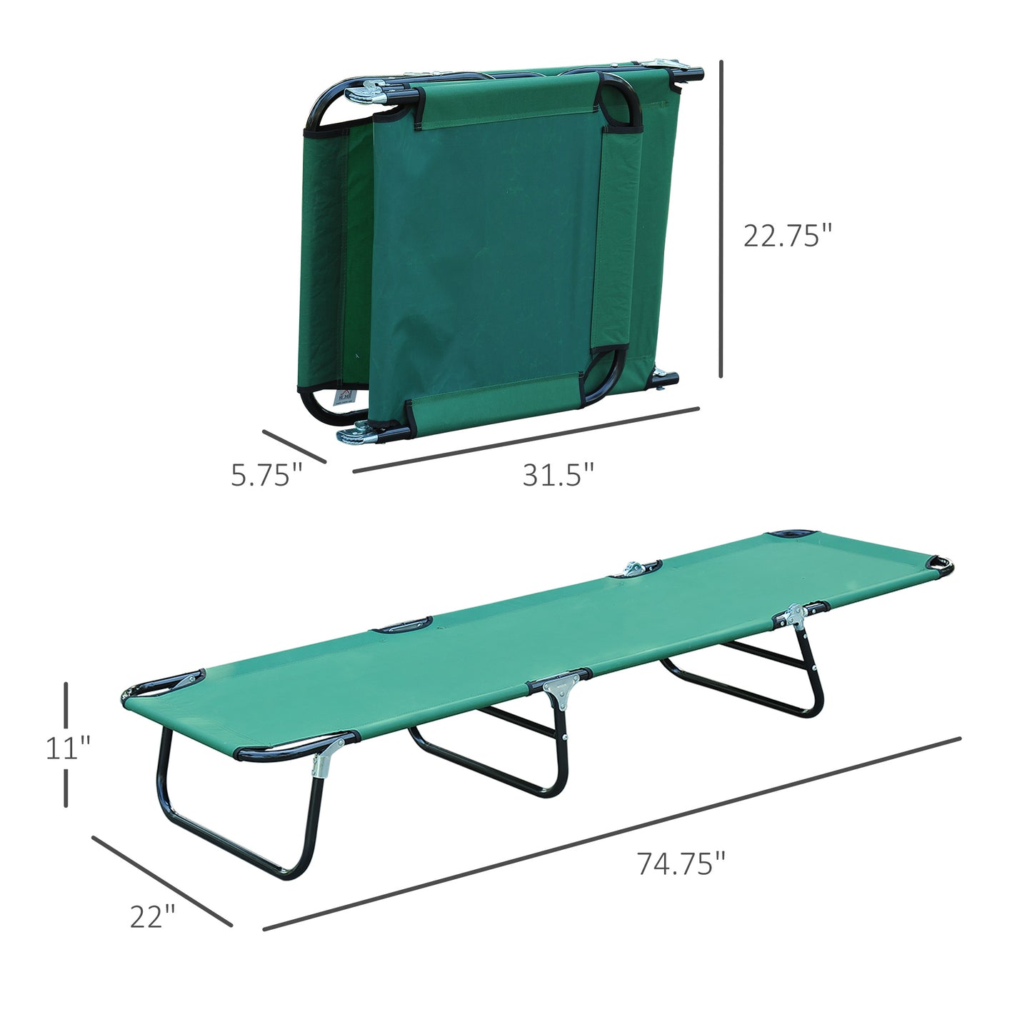 Folding Patio Lounge Chair - 5-Level Adjustable Backrest in Green