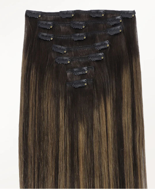 Seven-Piece Human Hair Wig Set for Women - Multiple Colors & Lengths