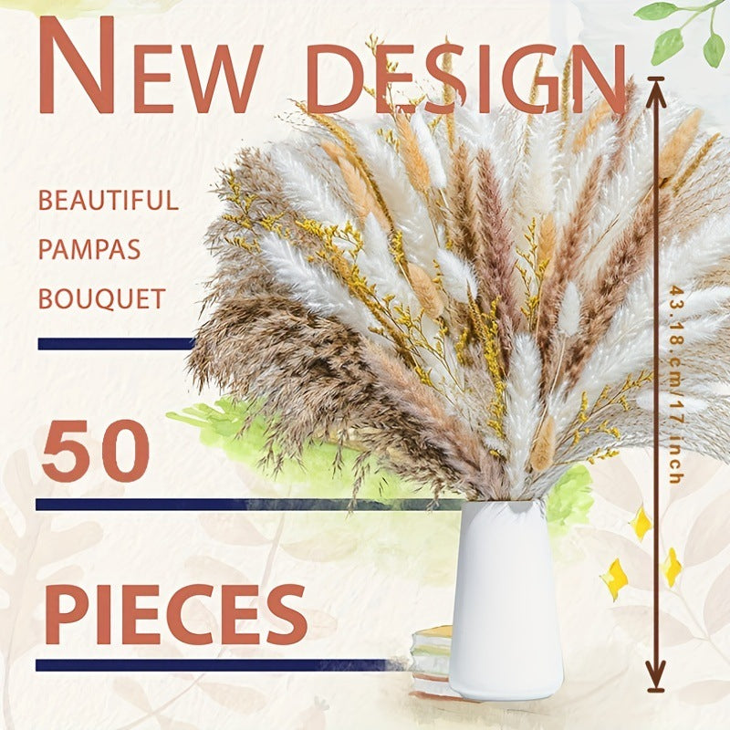 Dried Flower Bouquet - Preserved Grass Flower Arrangement for Home Decor
