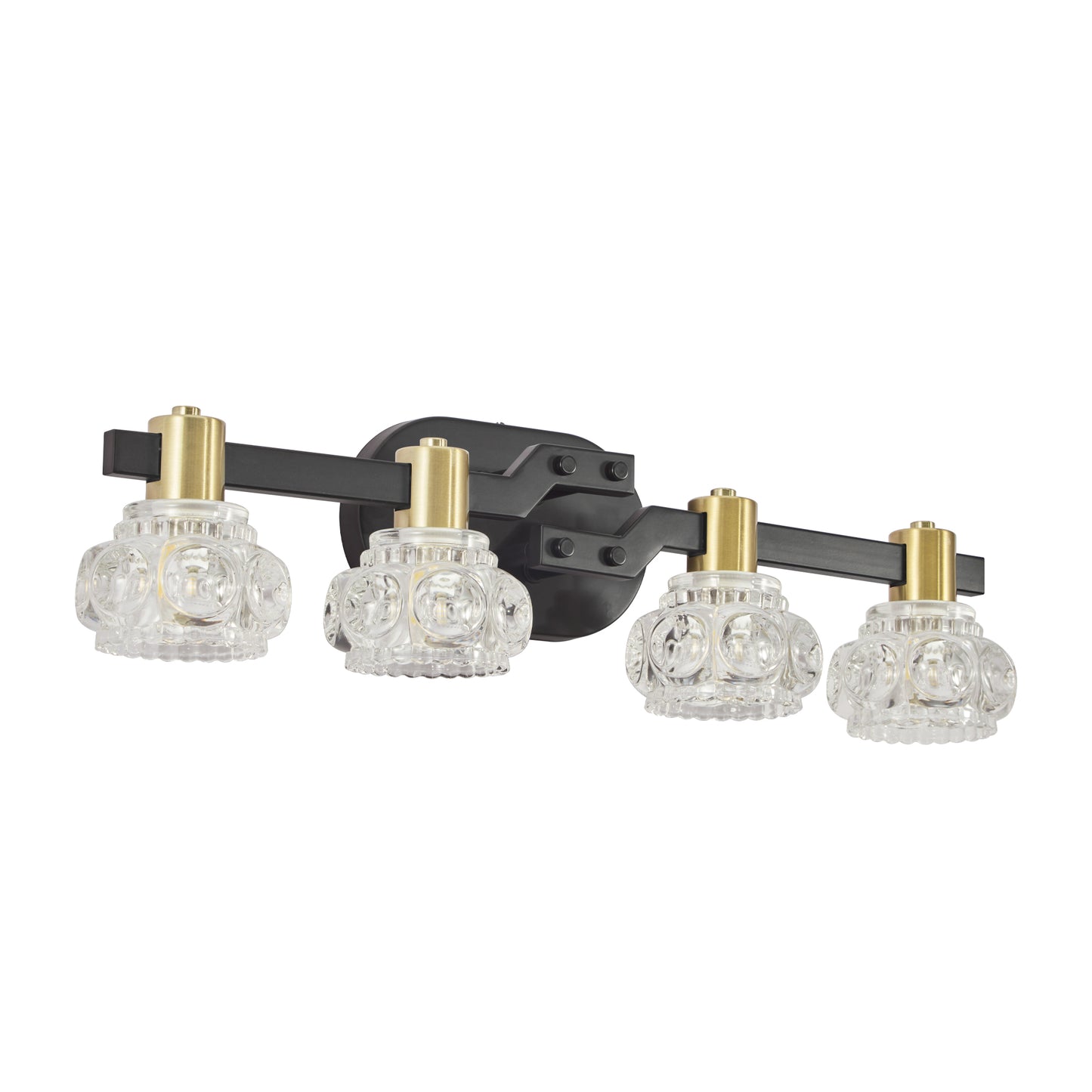 Vintage 4-Light Wall Sconce with Clear Crystal Shades - Retro Design