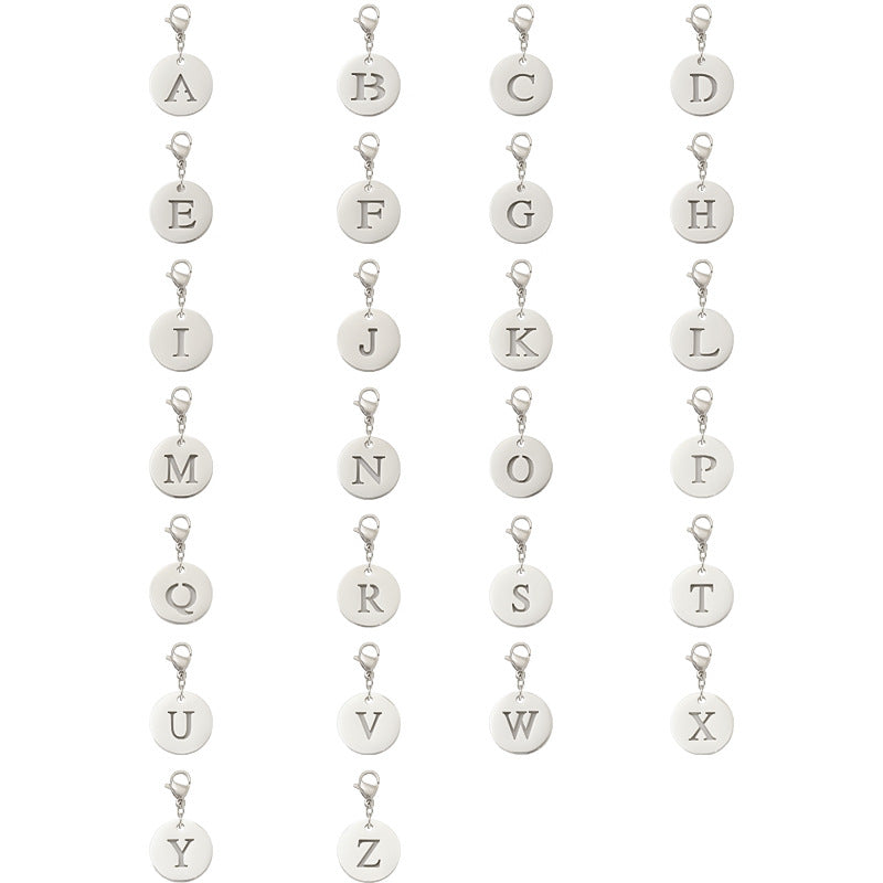 Alphabet Letter Stainless Steel Jewelry Pendant Set - Titanium Steel Bracelet & Necklace Accessories