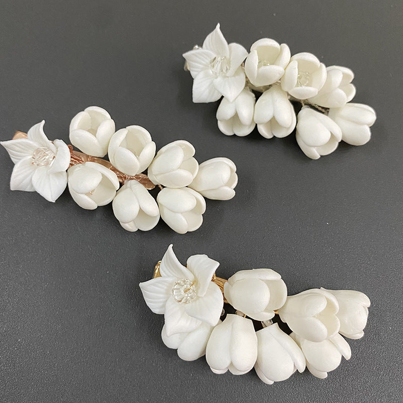 Ceramic Flower Hair Clip for Bridal Wear