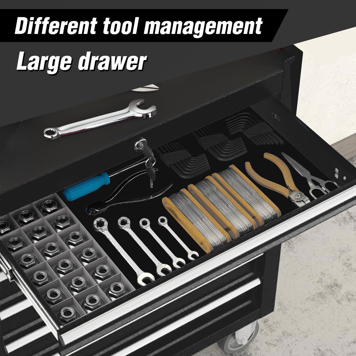 Rolling Tool Chest with 7 Drawers and Wheels - Black