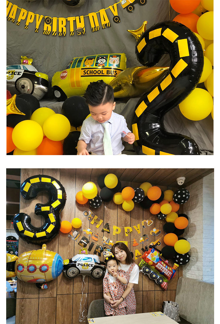 Oversized Number Balloon Set 40 Inch Black Yellow Dotted Party Decor