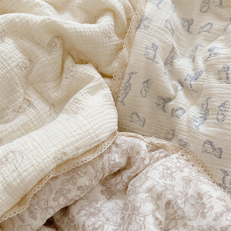 Pure Cotton Double-Layer Gauze Summer Duvet Cover Set - Lightweight & Breathable