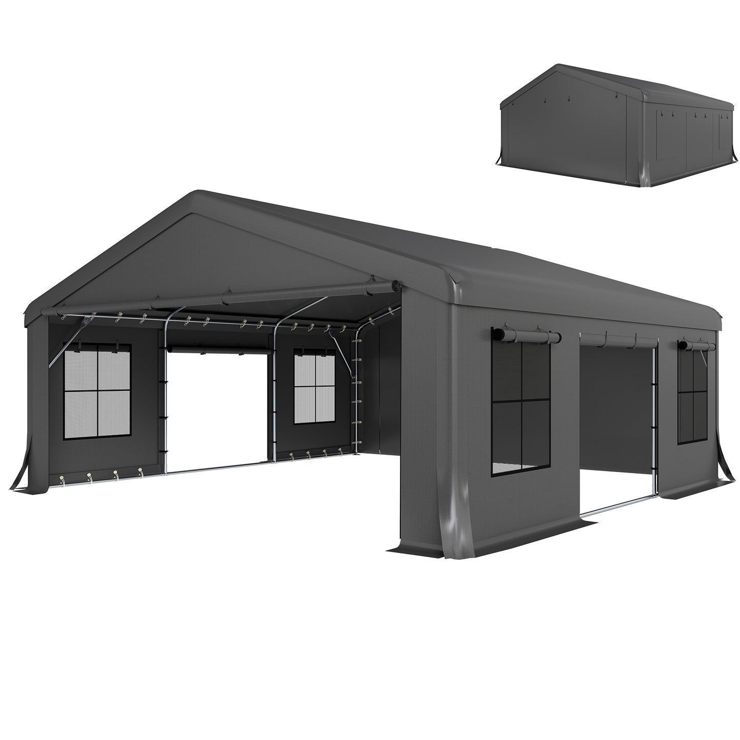 20' x 20' Heavy Duty Carport Canopy Tent with Roll-Up Doors