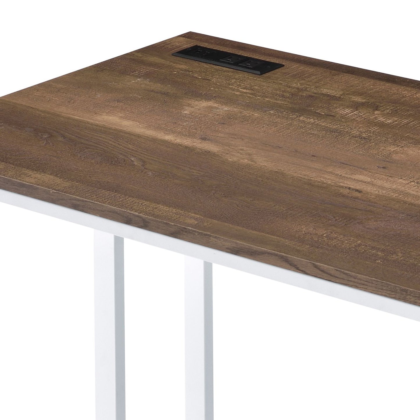 Walnut & White Writing Desk with USB Port - 47" Rectangular