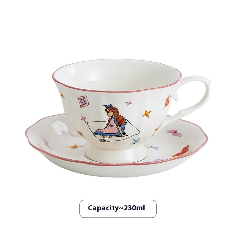 Retro Ceramic Heart Coffee Set for Home Kitchen - Girly Princess & Rabbit Styles