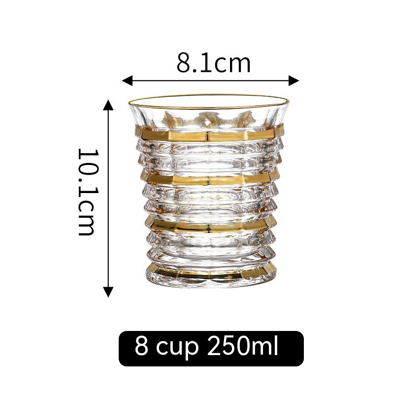 Gold Line Wine Glass Set - Whiskey & Cocktail Drinking Cups for Home Bar