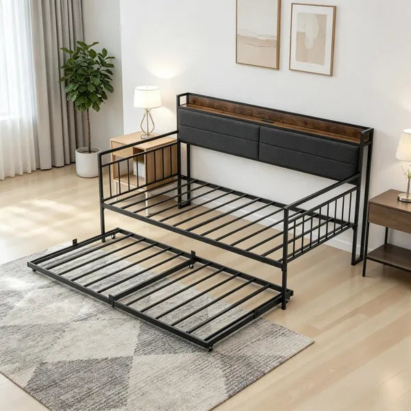 Twin Size Daybed Frame with Built-in Charging Station