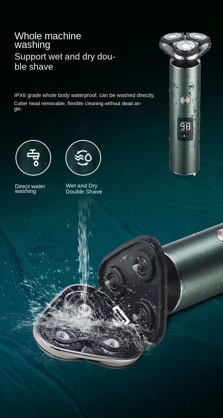 Portable Triple-Head Electric Shaver - Waterproof Wet & Dry Men's Razor