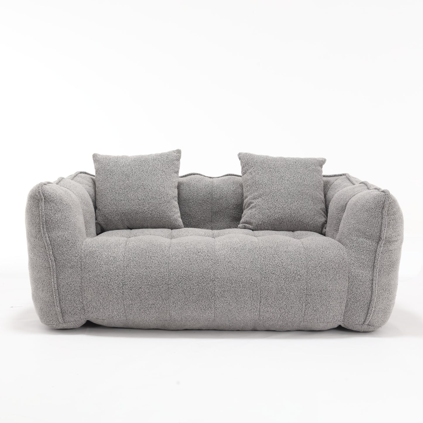 Soft Grey Beanbag Chair for Two - High Resilience Foam