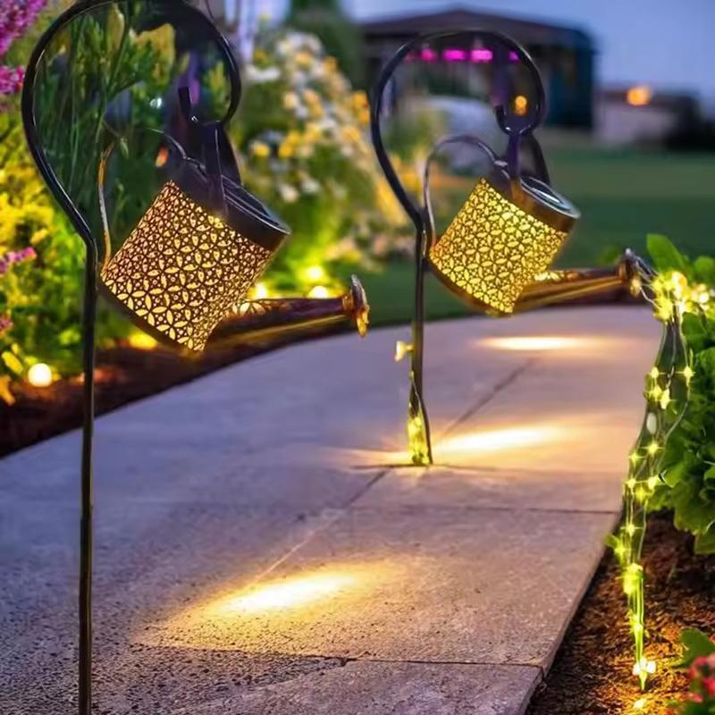 2-Pack Solar Watering Can String Lights - Outdoor Garden Decor